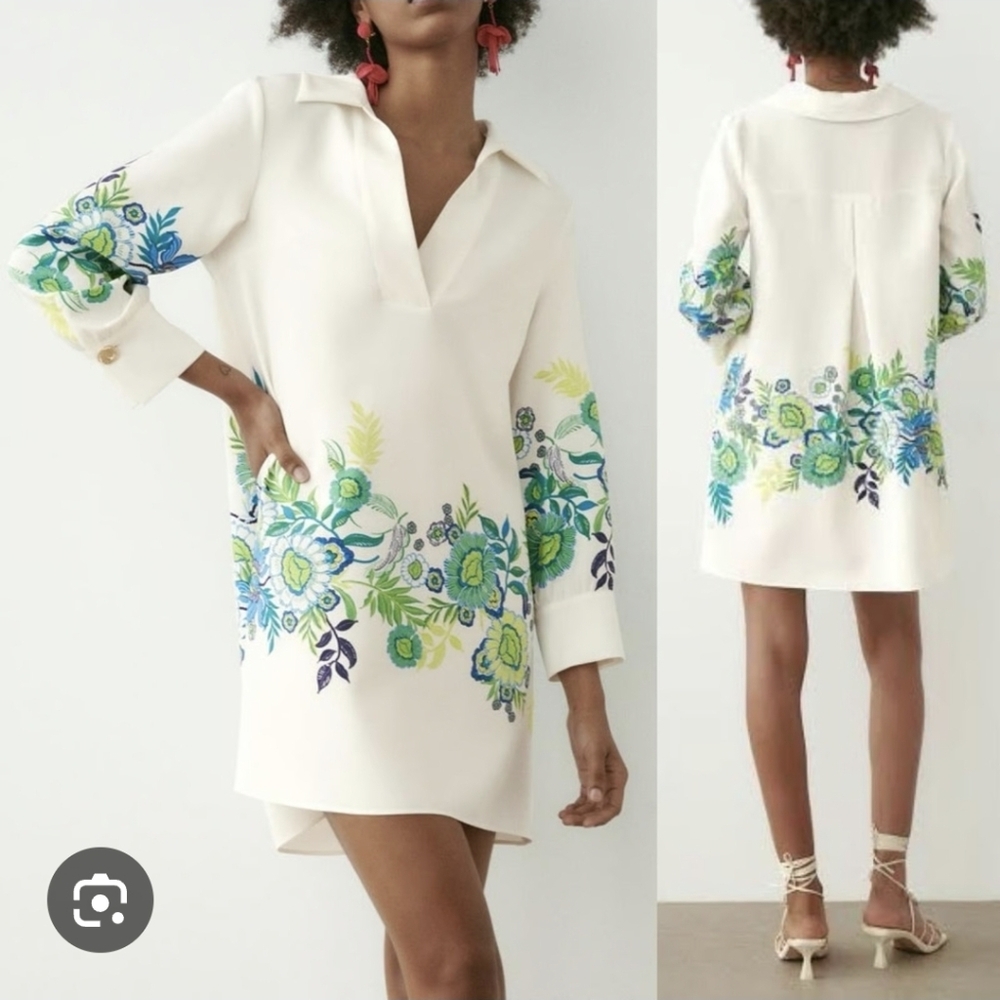 Zara White Floral Mini Dress